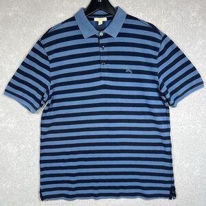 Burberry London Polo Shirt Pique Men’s Large STRIPED Short Sleeve 100% Cotton
